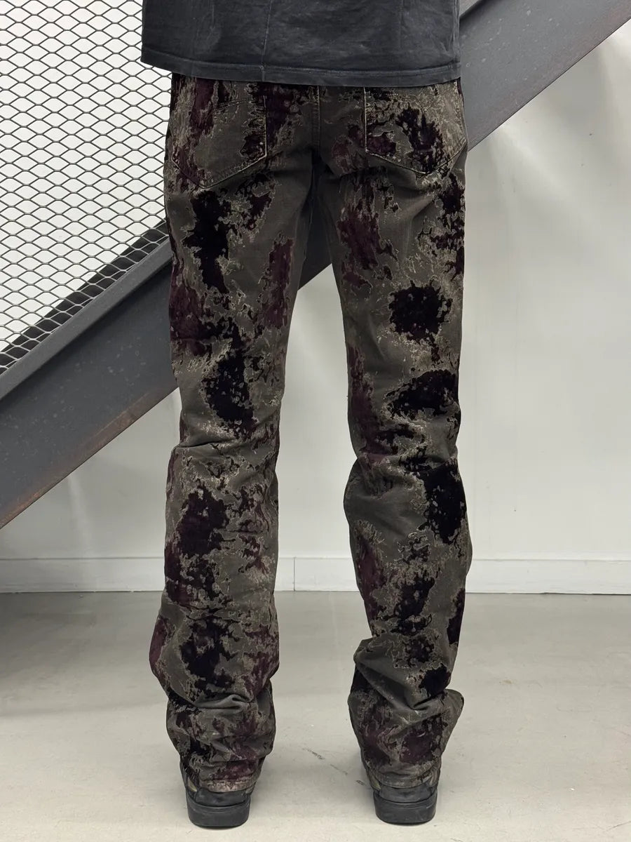 AW2003 Versace Dark Green Red Blood Velvet Distressed Jeans WZWnrAH 3
