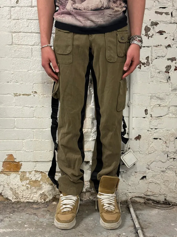 AW2003 Dolce & Gabbana Khaki Cargo Bondage Pants ZbPQBaz 0