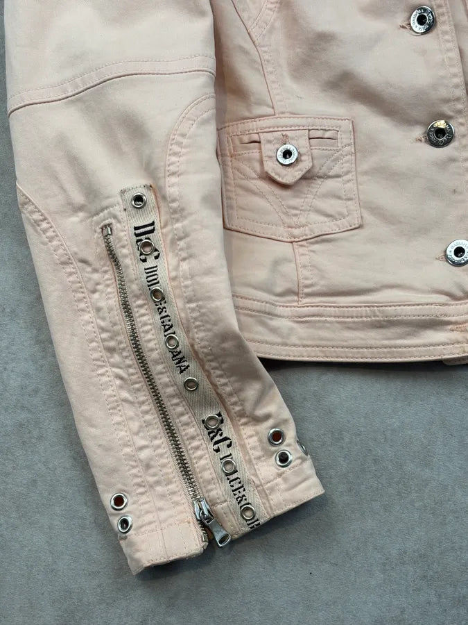 SS2004 Dolce & Gabbana Faded Pink Studded Denim Jacket HcQjHNy 7