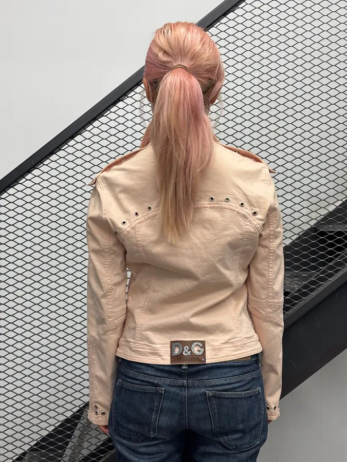 SS2004 Dolce & Gabbana Faded Pink Studded Denim Jacket HcQjHNy 2