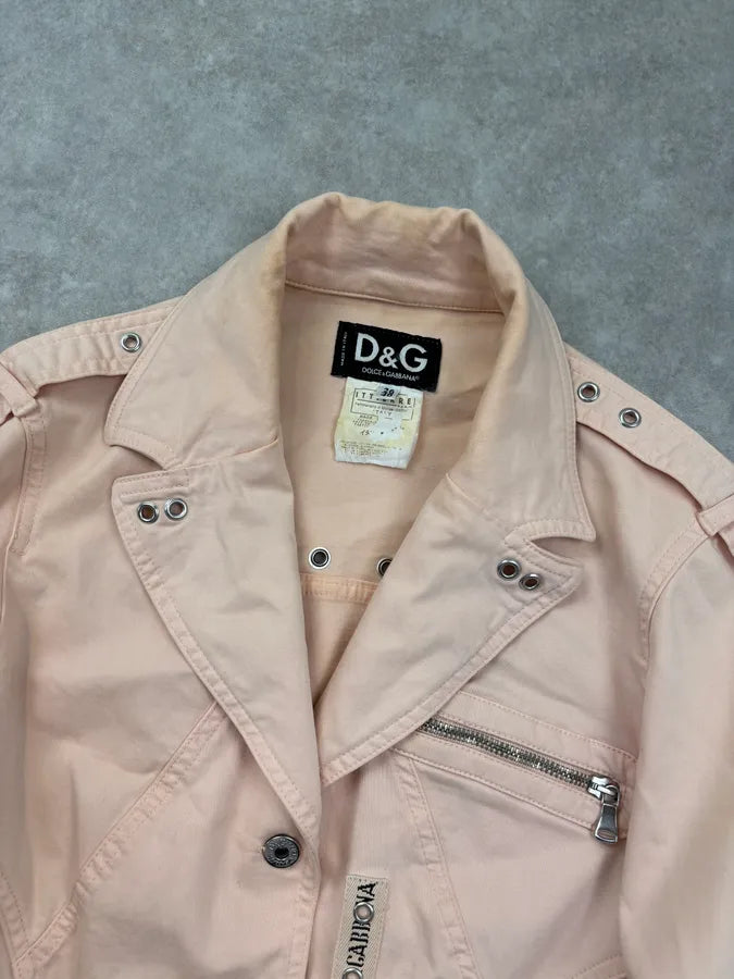 SS2004 Dolce & Gabbana Faded Pink Studded Denim Jacket HcQjHNy 3