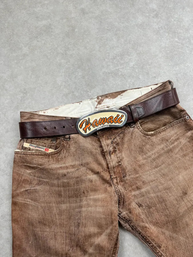 SS2005 Dsquared2 Brown Leather Hawaï Belt BHLIpCq 0