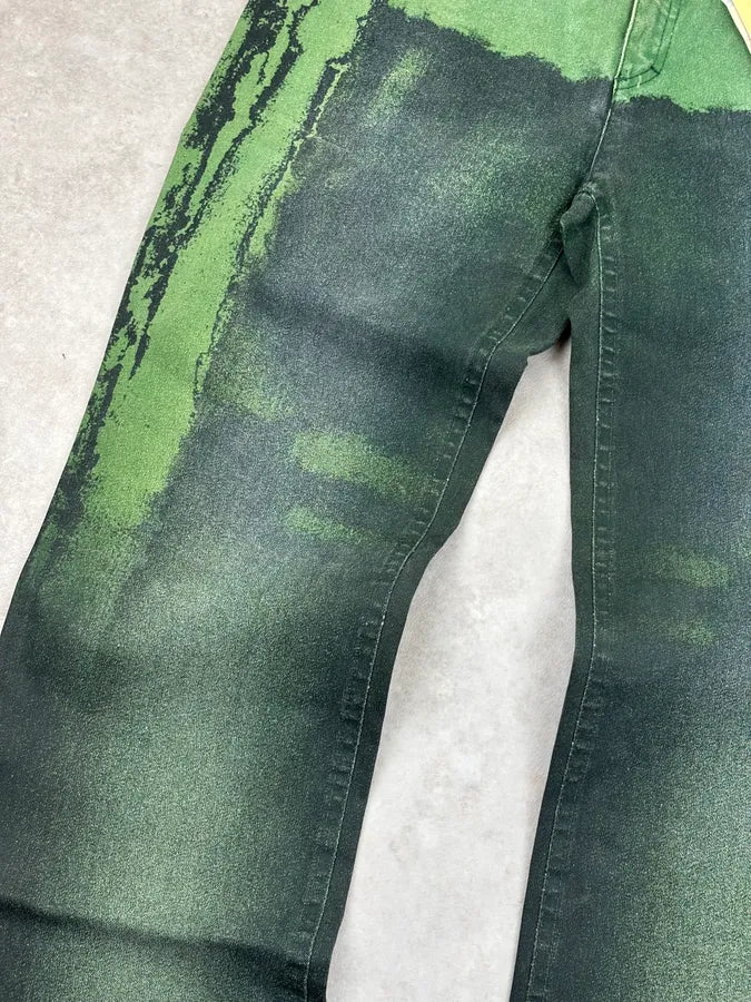 SS2004 Roberto Cavalli Green Denim Washed Jeans udfGKBj 8