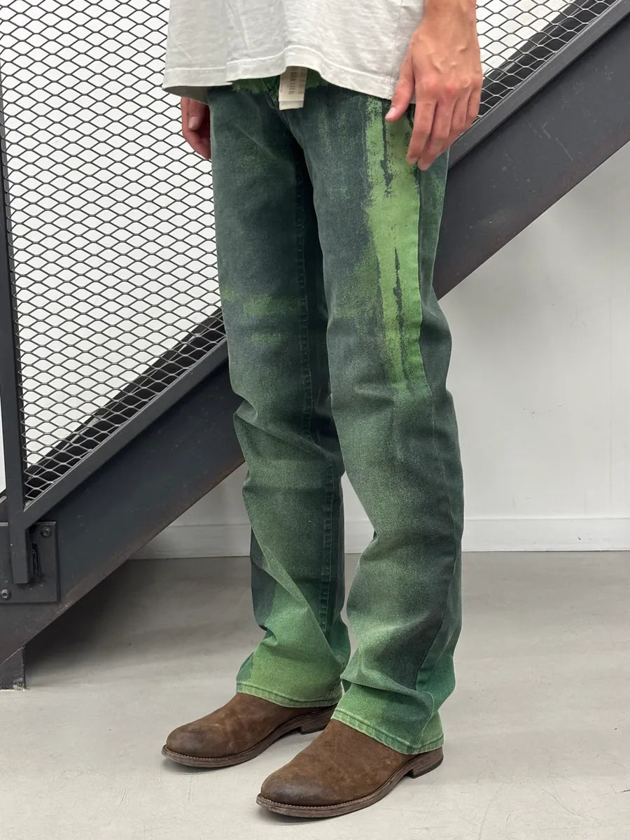 SS2004 Roberto Cavalli Green Denim Washed Jeans udfGKBj 2