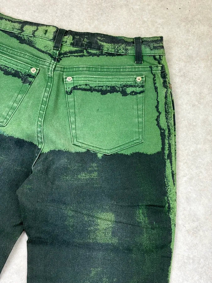 SS2004 Roberto Cavalli Green Denim Washed Jeans udfGKBj 7