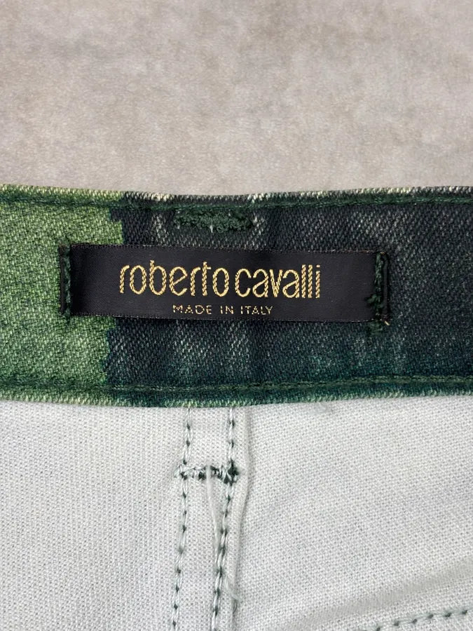 SS2004 Roberto Cavalli Green Denim Washed Jeans udfGKBj 10