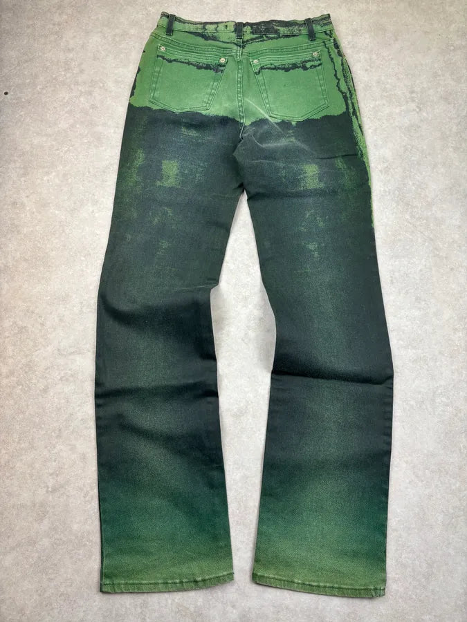 SS2004 Roberto Cavalli Green Denim Washed Jeans udfGKBj 5