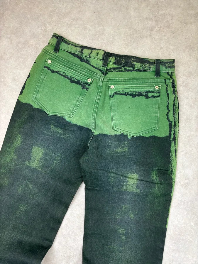 SS2004 Roberto Cavalli Green Denim Washed Jeans udfGKBj 6