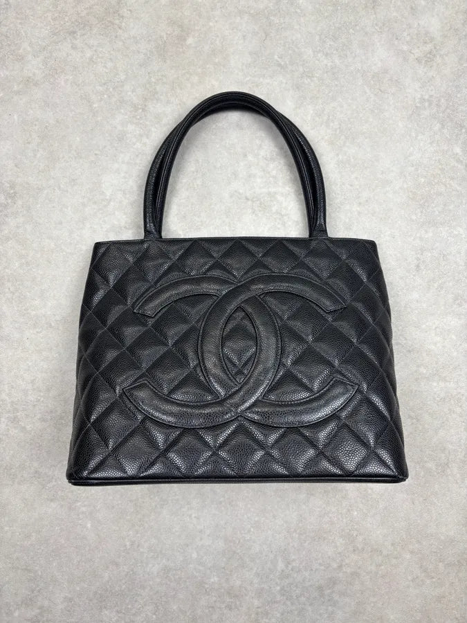 2005 Chanel Medaillon Black Leather Tote Bag  XbNuXto 1