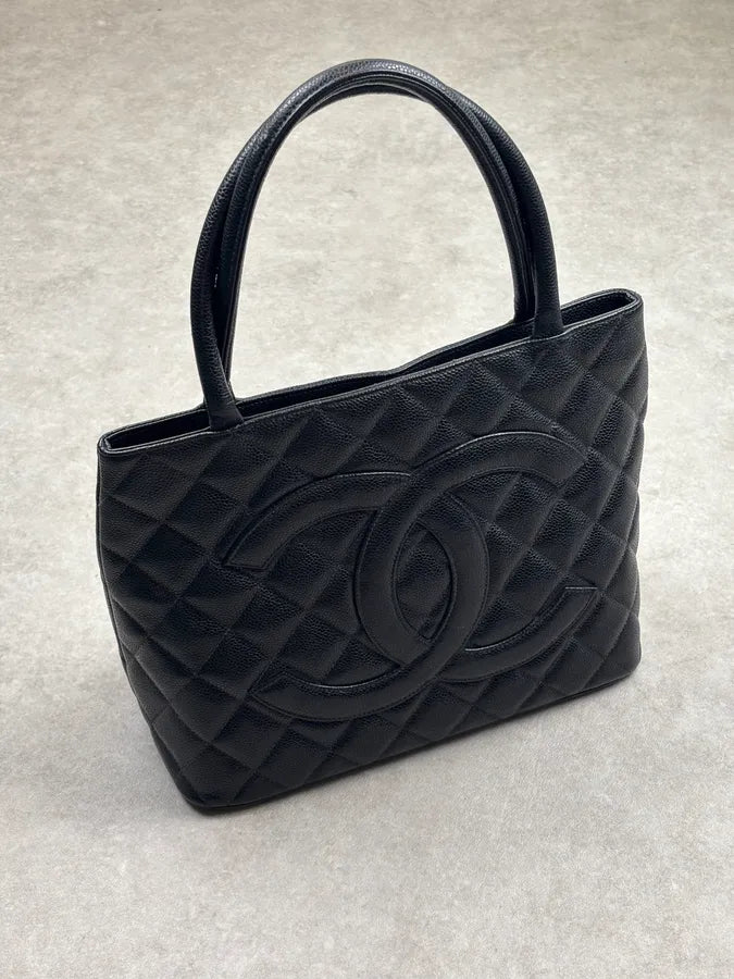 2005 Chanel Medaillon Black Leather Tote Bag  XbNuXto 2