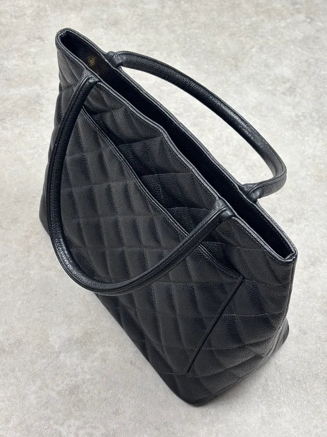 2005 Chanel Medaillon Black Leather Tote Bag  XbNuXto 9