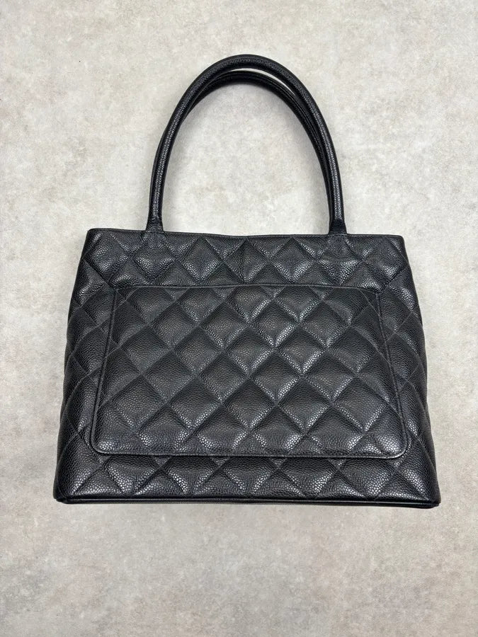 2005 Chanel Medaillon Black Leather Tote Bag  XbNuXto 11