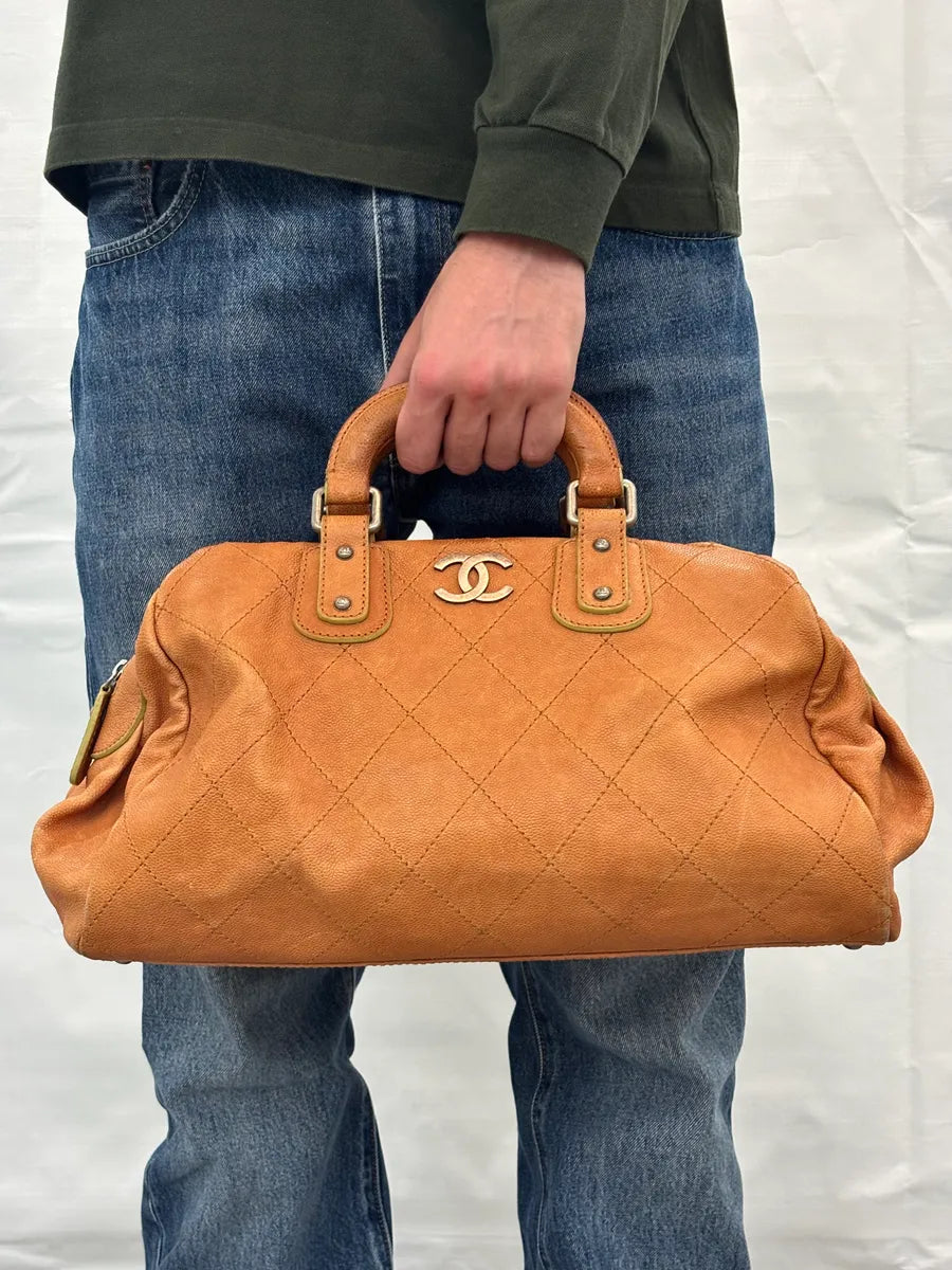 2005 Chanel Camel Leather Handle Bag rqDivUD 2