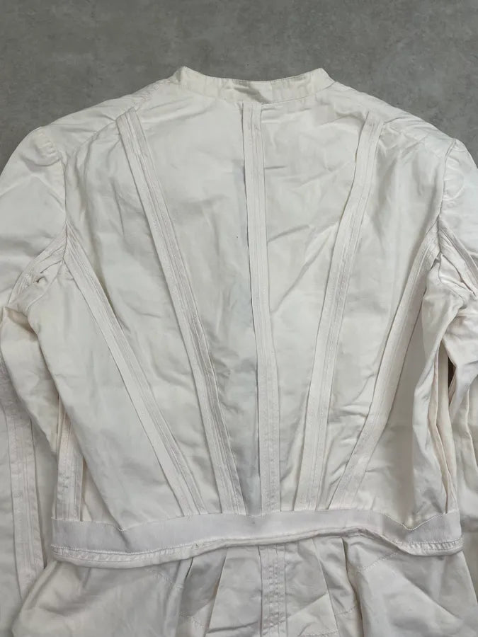 SS2005 Givenchy White Cotton Linen Button-Front Blazer With Tail uoOQwgZ 7
