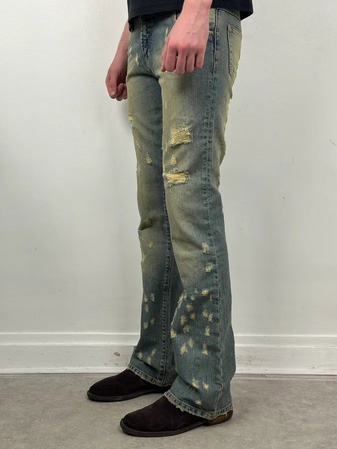 AW2005 Cavalli Archive Distressed Slim Bootcut Jeans  mAqqBIO 2