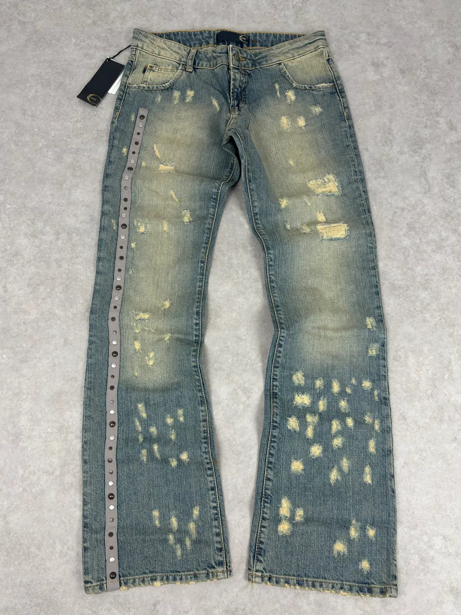 AW2005 Cavalli Archive Distressed Slim Bootcut Jeans  mAqqBIO 0
