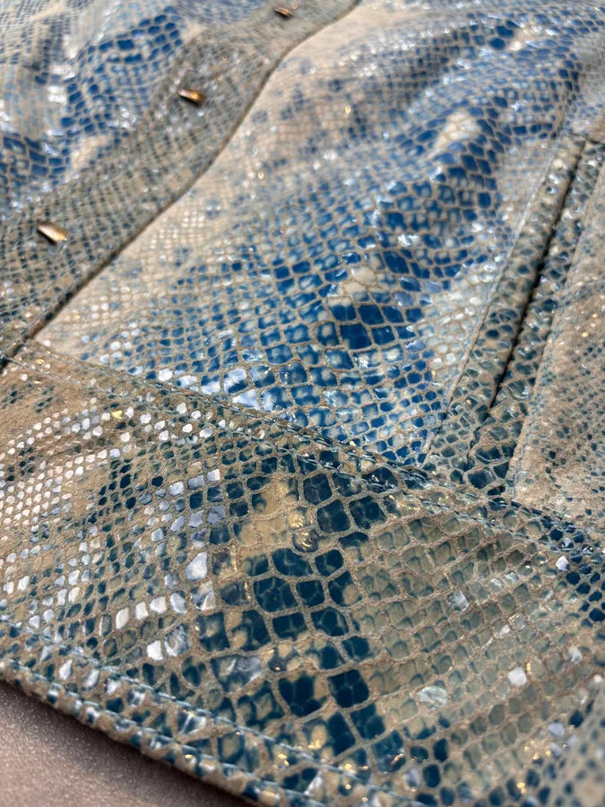 AW2005 Cavalli Blue Python Effect Leather Jacket AyYYpwI 7
