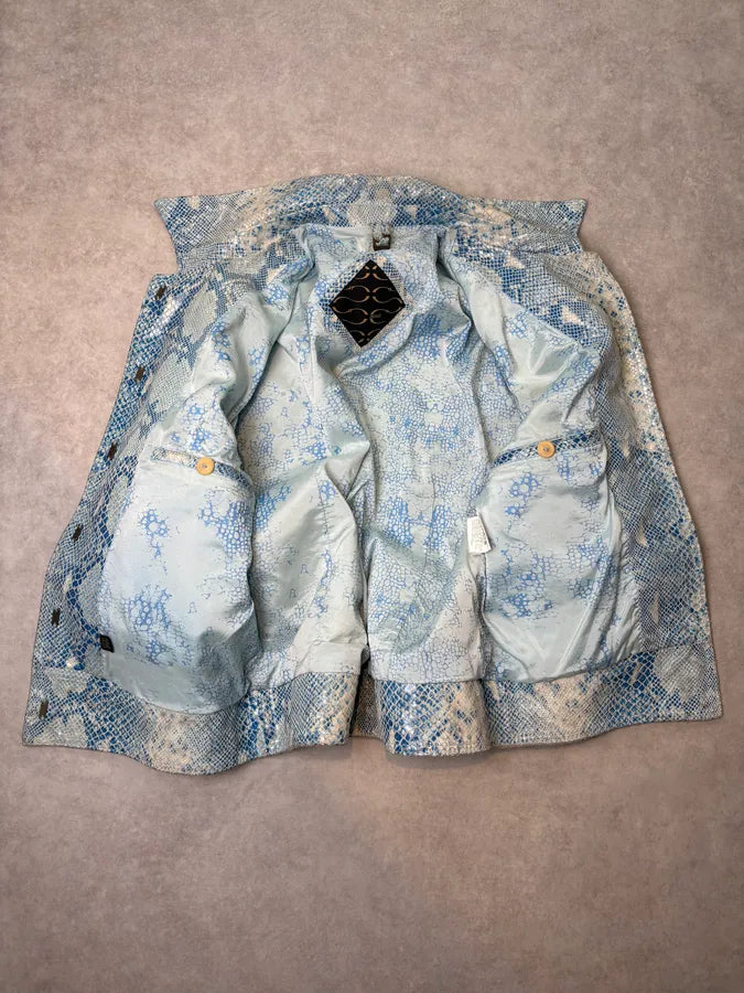 AW2005 Cavalli Blue Python Effect Leather Jacket AyYYpwI 6