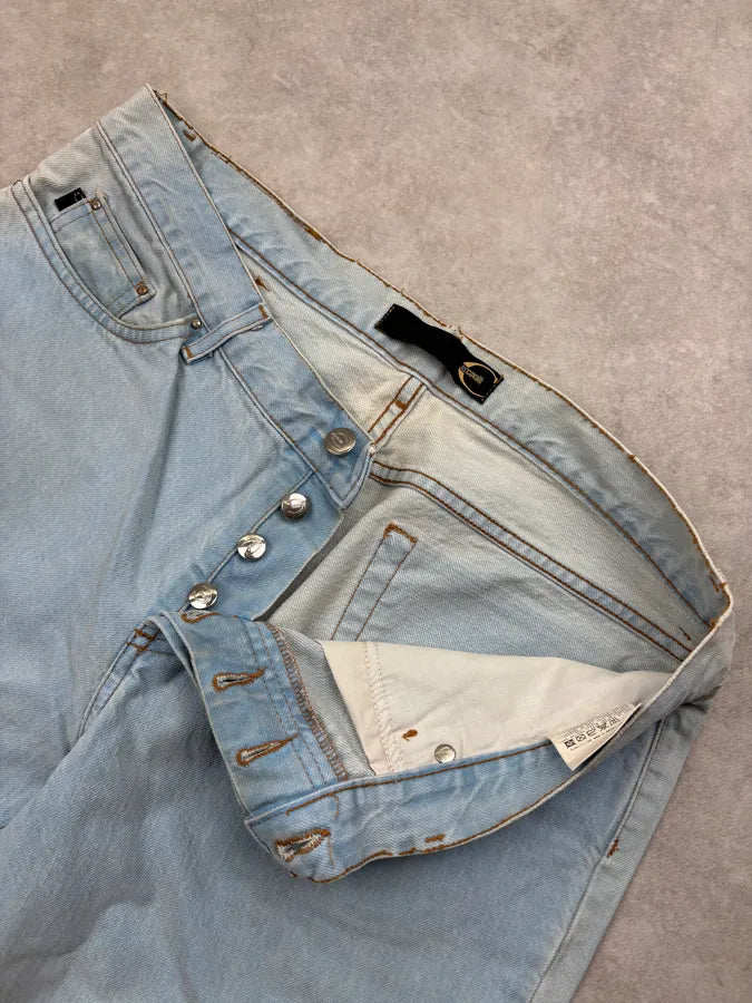 SS2005 Cavalli Light Blue Denim Straight Leg Jeans oSIjTPC 9