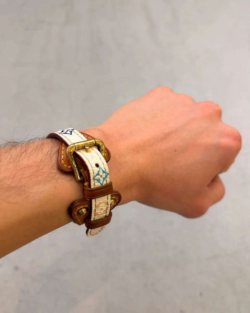 2005 Louis Vuitton White Leather Murakami Bracelet HDDolVu 0