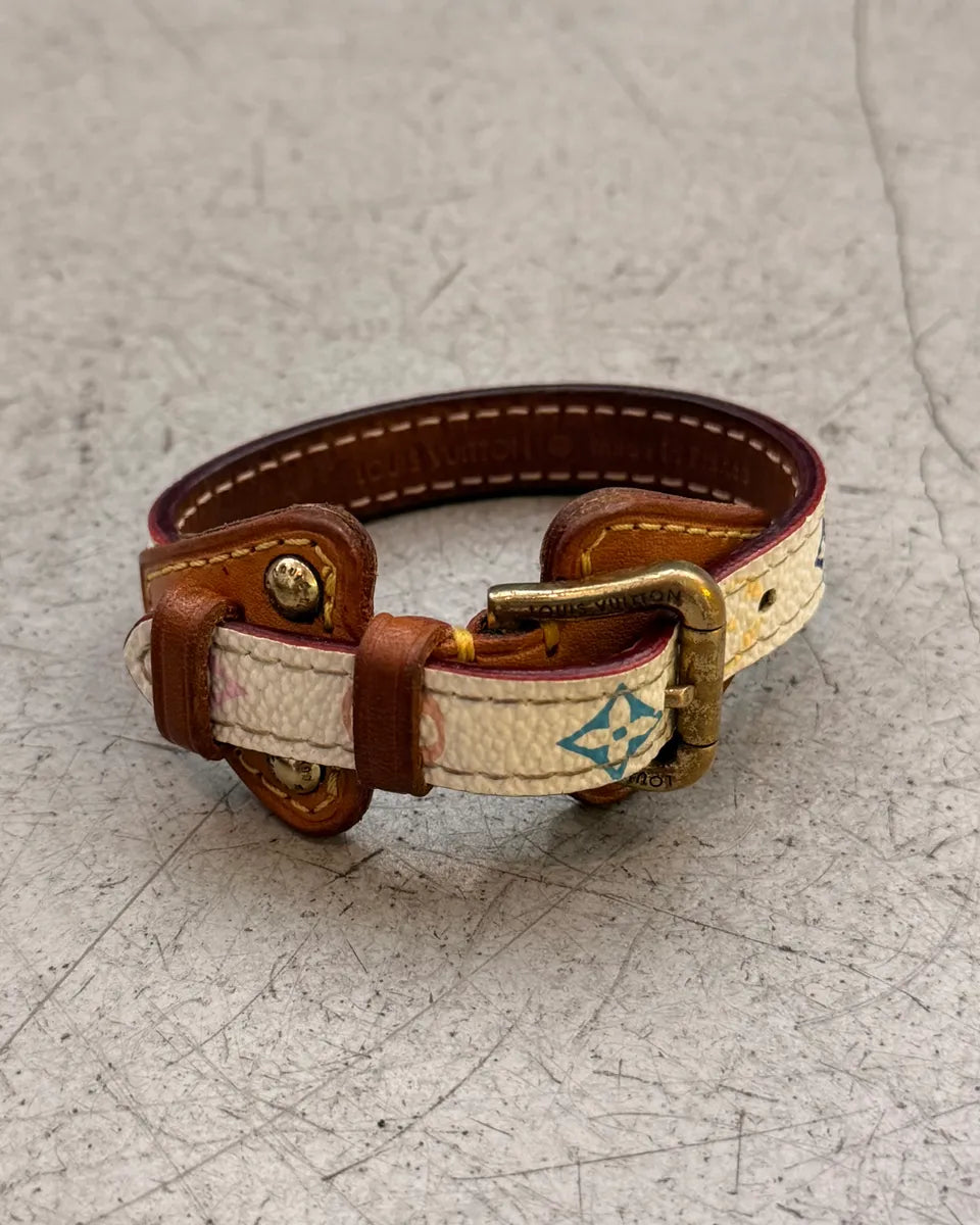 2005 Louis Vuitton White Leather Murakami Bracelet HDDolVu 3
