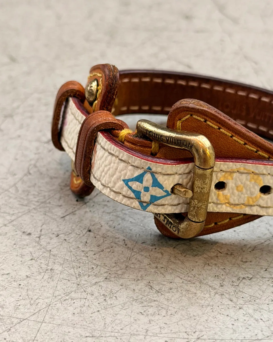2005 Louis Vuitton White Leather Murakami Bracelet HDDolVu 4