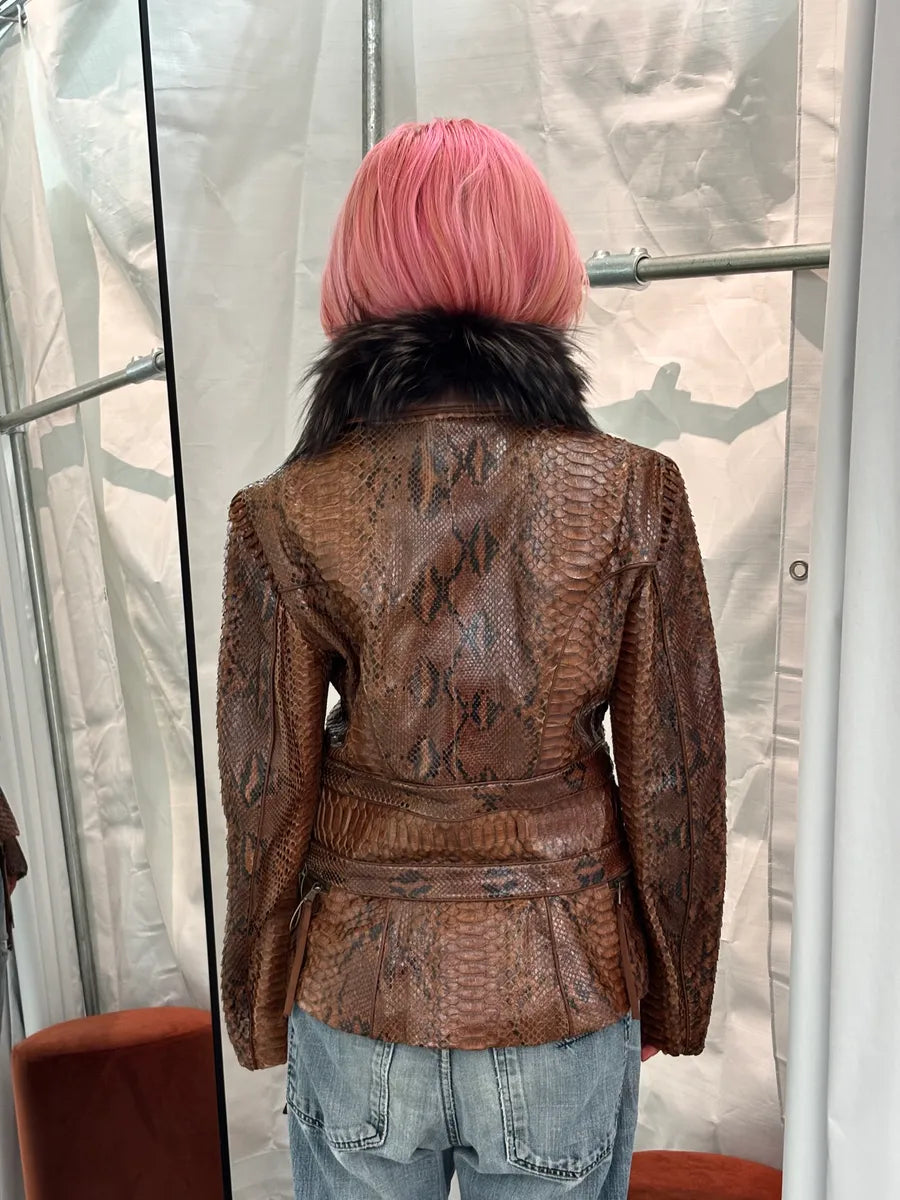 AW2005 Roberto Cavalli Brown Python Leather Premium Jacket fZBYQol 2