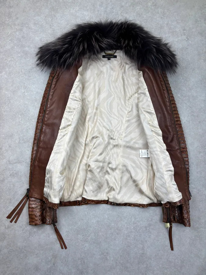 AW2005 Roberto Cavalli Brown Python Leather Premium Jacket fZBYQol 7