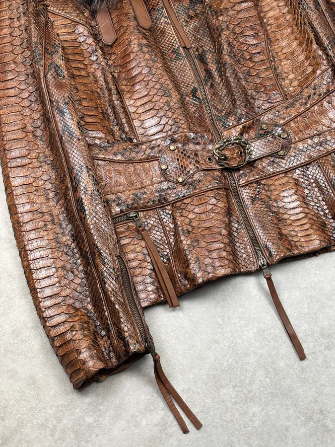AW2005 Roberto Cavalli Brown Python Leather Premium Jacket fZBYQol 9