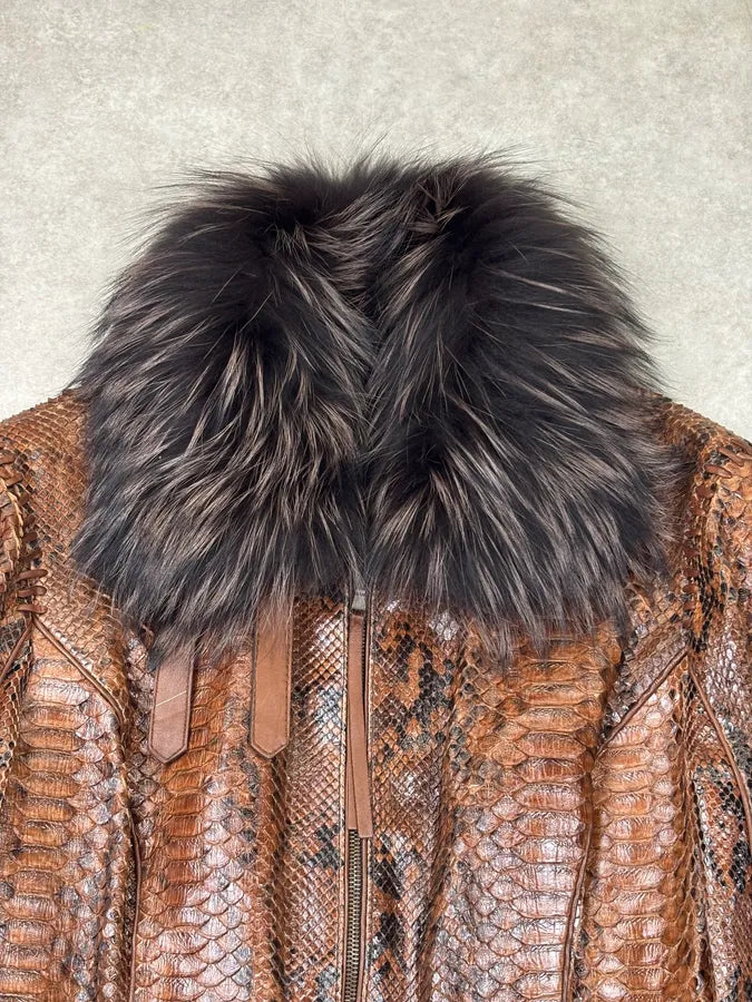 AW2005 Roberto Cavalli Brown Python Leather Premium Jacket fZBYQol 4