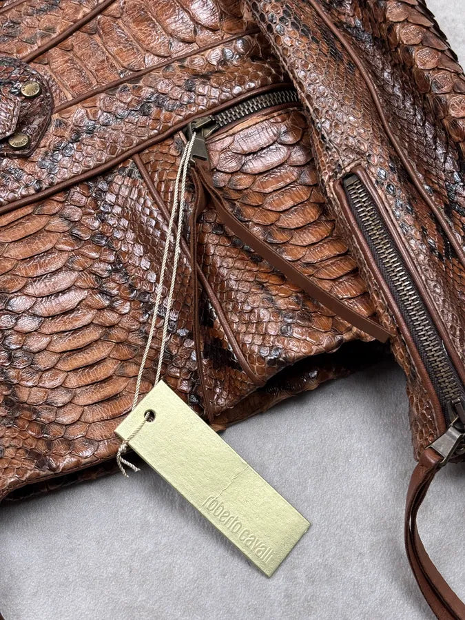 AW2005 Roberto Cavalli Brown Python Leather Premium Jacket fZBYQol 10