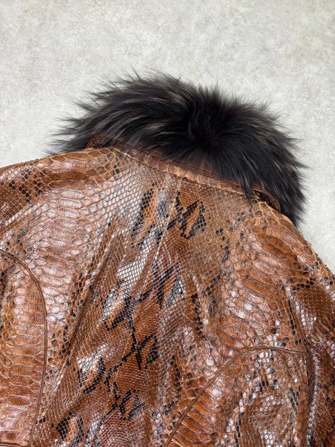 AW2005 Roberto Cavalli Brown Python Leather Premium Jacket fZBYQol 6