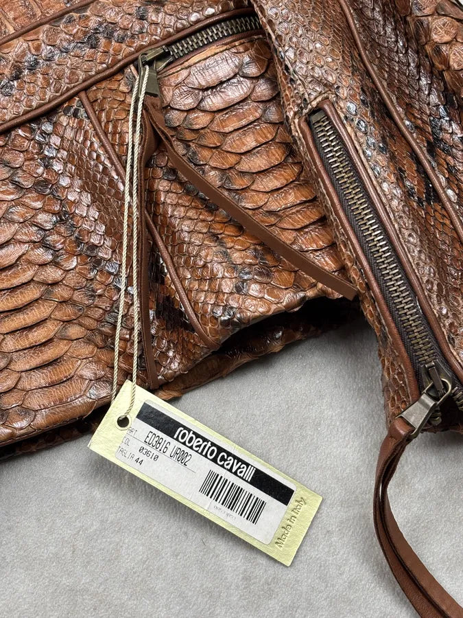 AW2005 Roberto Cavalli Brown Python Leather Premium Jacket fZBYQol 11