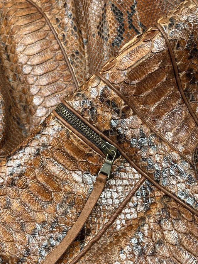 AW2005 Roberto Cavalli Brown Python Leather Premium Jacket fZBYQol 13