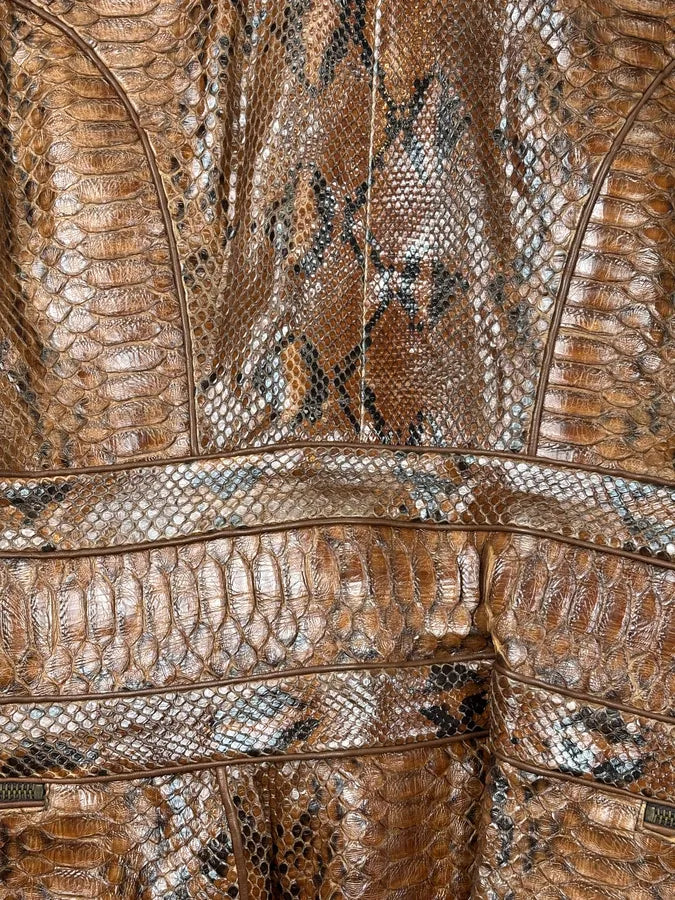 AW2005 Roberto Cavalli Brown Python Leather Premium Jacket fZBYQol 12