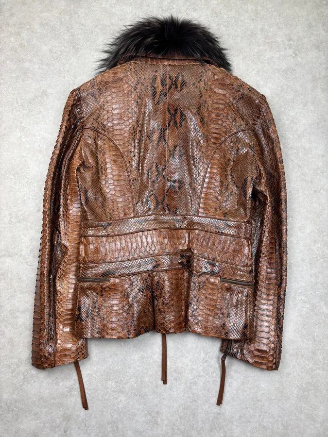 AW2005 Roberto Cavalli Brown Python Leather Premium Jacket fZBYQol 5