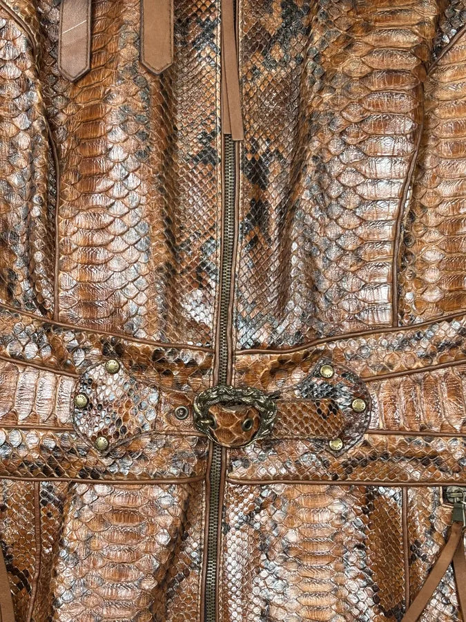 AW2005 Roberto Cavalli Brown Python Leather Premium Jacket fZBYQol 8