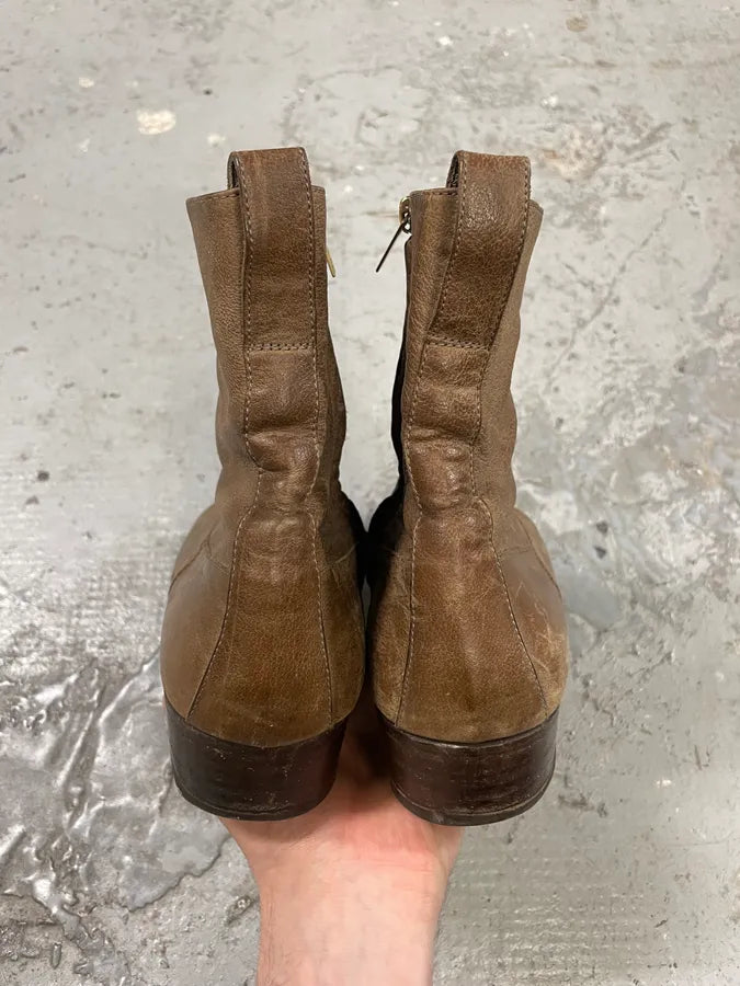 2005 Yves Saint Laurent Eroded Brown Johnny Leather Boots (44eu/us10) dmRvUke 7