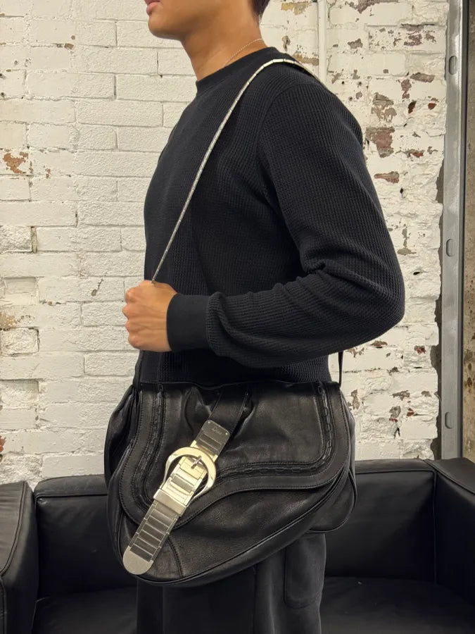 2006 Christian Dior Metal Gaucho Black Leather Shoulder Bag iwdntOr 13