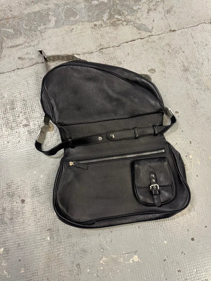 2006 Christian Dior Metal Gaucho Black Leather Shoulder Bag iwdntOr 3