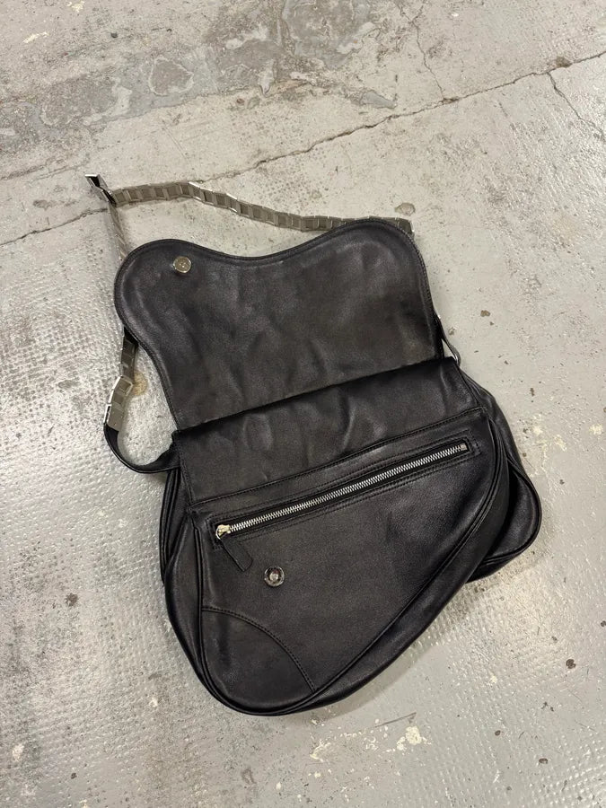 2006 Christian Dior Metal Gaucho Black Leather Shoulder Bag iwdntOr 4