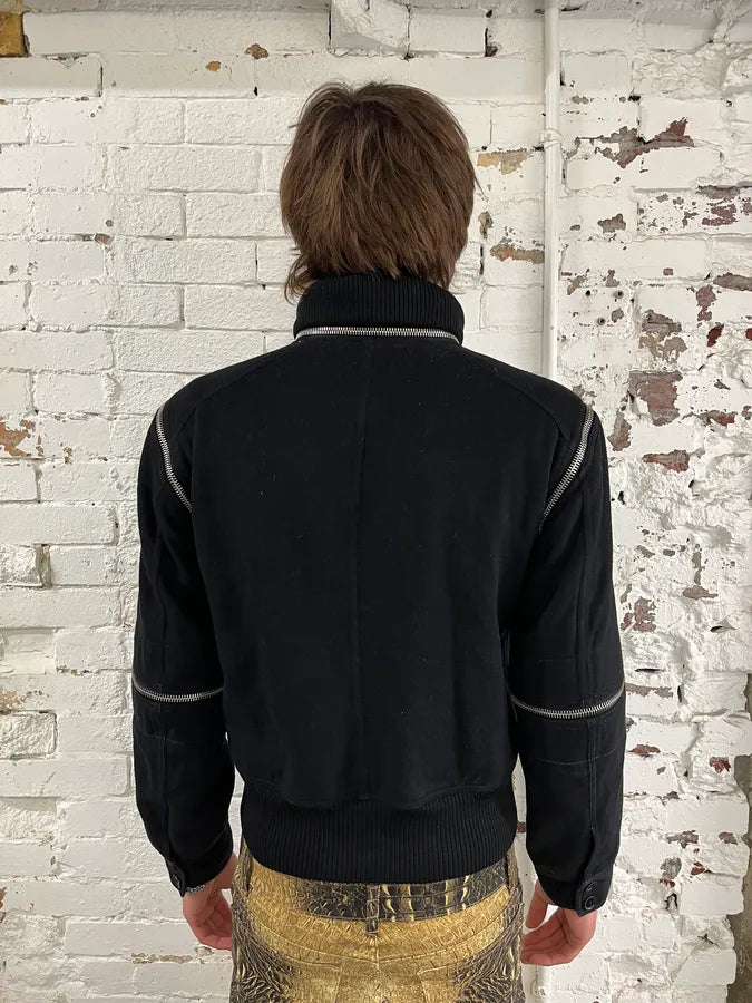 AW2003 Dolce & Gabbana Black Nylon Detachable Sleeve Bomber Jacket KNjXaRK 4