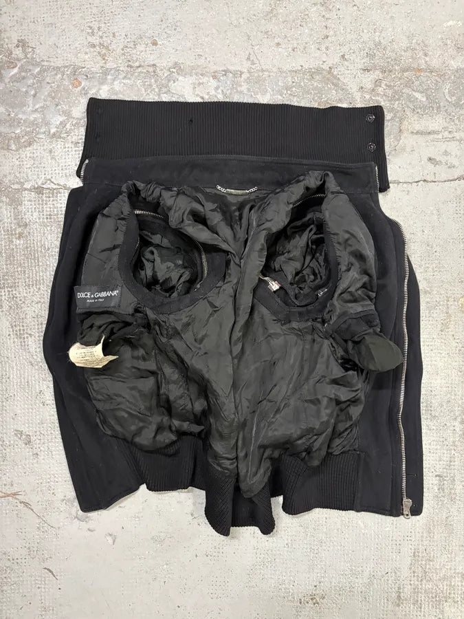 AW2003 Dolce & Gabbana Black Nylon Detachable Sleeve Bomber Jacket KNjXaRK 8