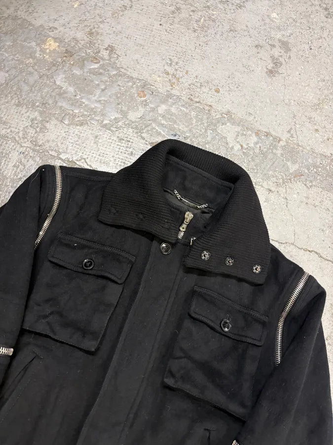 AW2003 Dolce & Gabbana Black Nylon Detachable Sleeve Bomber Jacket KNjXaRK 5