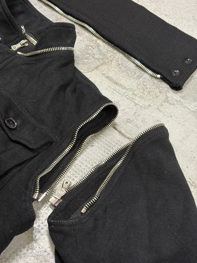 AW2003 Dolce & Gabbana Black Nylon Detachable Sleeve Bomber Jacket KNjXaRK 10