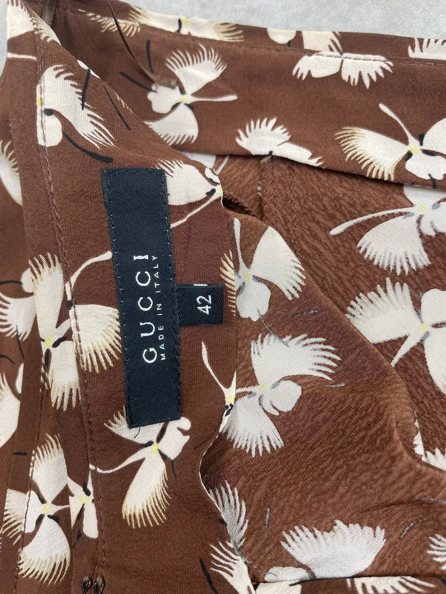 SS2006 Gucci Brown Silk Floral Skirt by Frida Giannini BwSFlRA 10