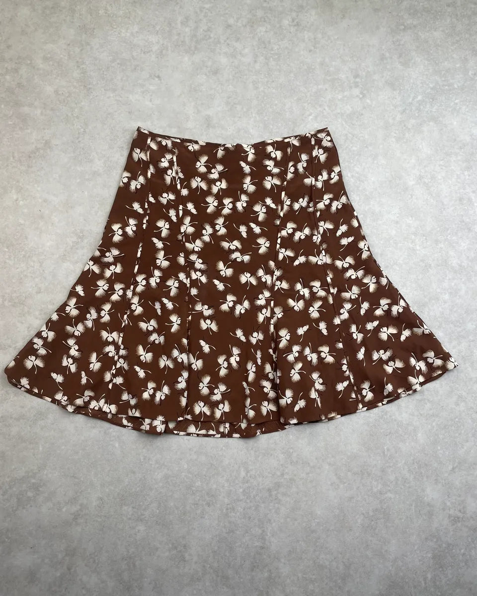 SS2006 Gucci Brown Silk Floral Skirt by Frida Giannini BwSFlRA 1