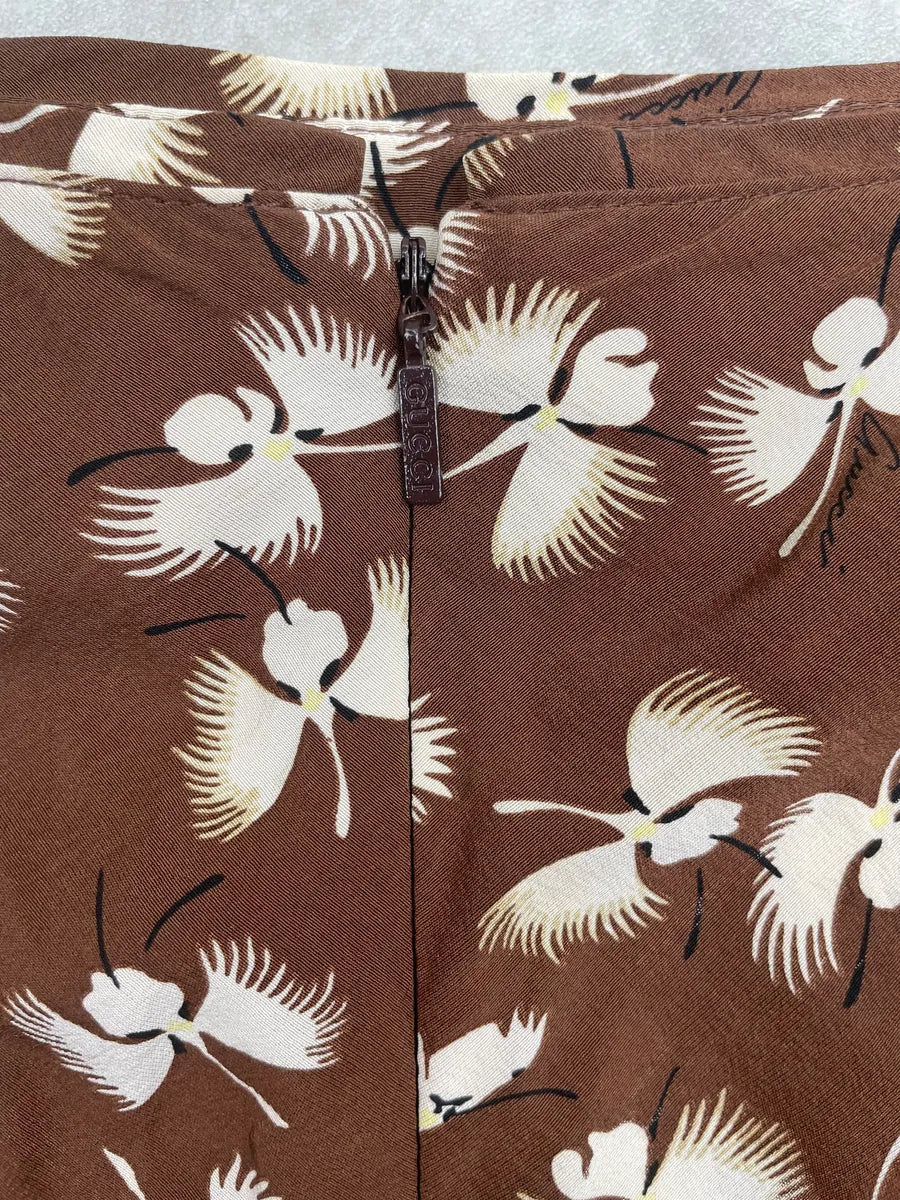 SS2006 Gucci Brown Silk Floral Skirt by Frida Giannini BwSFlRA 8