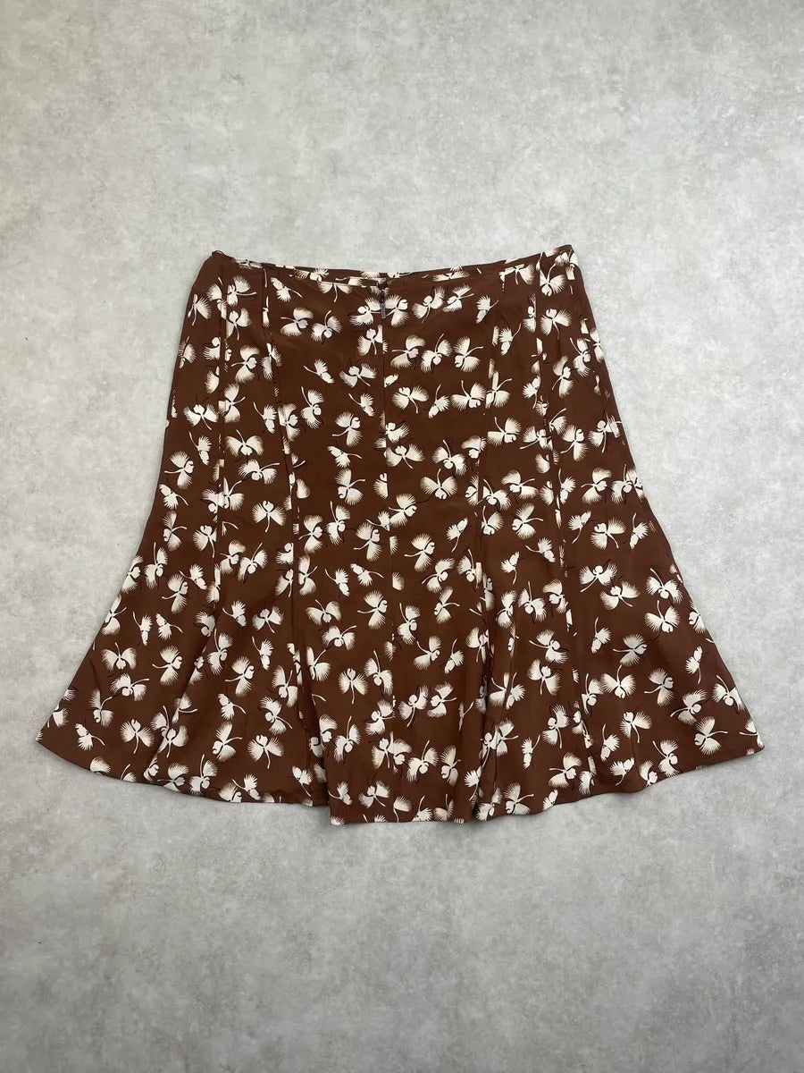 SS2006 Gucci Brown Silk Floral Skirt by Frida Giannini BwSFlRA 5