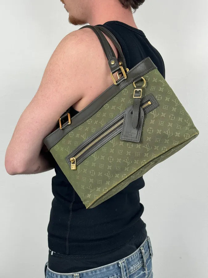AW2006 Louis Vuitton Khaki Green Monogram Lin Tote Bag  auyvQil 2